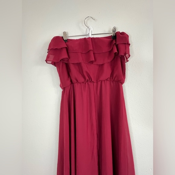 Pompous Girly Women’s Burgundy Off-Shoulder High-Low Dress Size Small 29”-48” - Picture 9 of 10